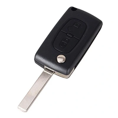 Abbildung von Schlüssel für Peugeot 207 307 308 3008 5008 807 Expert Partner C2 C3 C4 C8 Berlingo Jumpy CE0523 2 Tasten Modell ohne Batterie Schlitz Fernbedienung