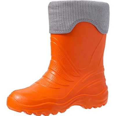 Abbildung von Ladeheid Eva Kinder Jungen Mädchen Gummistiefel Regenschuhe gefüttert LA CA 03 (Orange/Grau, 26/27 EU)
