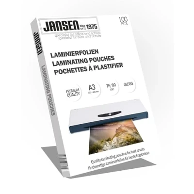 Abbildung von Jansen Laminierfolien, 100 Stück, A3 75/80 mic, hochglanz, Die Verpackung kann variieren