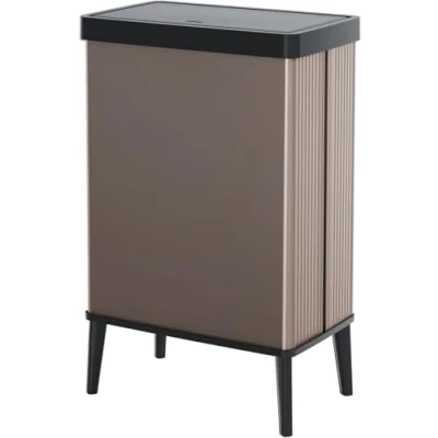 Abbildung von Curver Keter Verto High 54L Mülleimer mit Push Deckel, optimal für Küche, einfache Sortierung, schlankes Design, Füßen, rosa, 26,5 x 43,5 68,7 cm