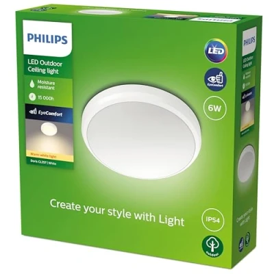 Abbildung von PHILIPS my Garden LED Doris Deckenleuchte Doris, 6W, warmweißes Licht 2700K, IP54 Schutzklasse, Weiß