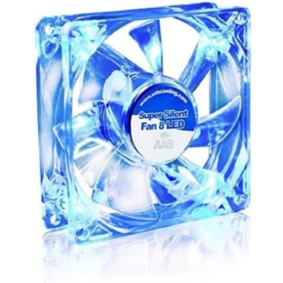 Abbildung von AABCOOLING Super Silent Fan 8 Blue LED Leise und Efizient 80mm Gehäuselüfter mit 4 Anti Vibration Pads Blauer Hintergrundbeleuchtung Fan, Kühler, PC Ventilator, 13,9 dB(A), 33 m3/h
