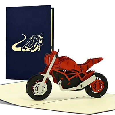 Abbildung von Geburtstagskarte Motorrad 3D Pop up I Geschenkidee für Biker Glückwunschkarte oder Gutschein Führerschein, Enduro, Dirtbike, T21