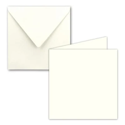 Abbildung von 10x Quadratisches Falt Karten Set 15 x cm mit Brief Umschlägen Naturweiss Nassklebung für Grußkarten, Einladungen &amp; mehr