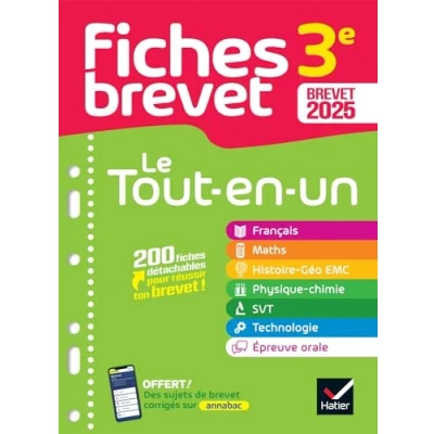 Abbildung von Fiches Brevet Le tout en un 2025 (toutes les matières): français, maths, histoire géo EMC, SVT, physique chimie, technologie