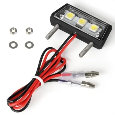 Abbildung von evermotor Universal Mini 12V 1W E4 LED Kennzeichenleuchte, Kennzeichenbeleuchtung E geprüft Motorrad Auto Kfz Quad ATV schwarz Wasserfest IP67