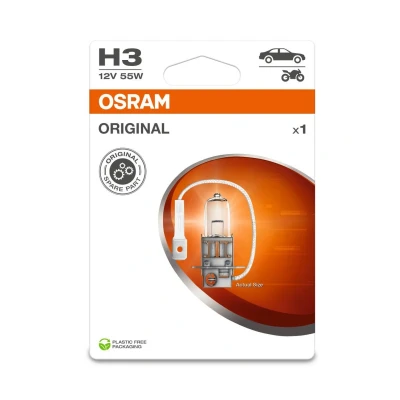 Abbildung von Osram ORIGINAL LINE 12V, H3, Halogen Scheinwerferlampe, Einzelblister, white