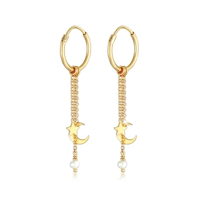 Abbildung von Elli HALF MOON STAR Ohrringe goldcoloured, Damen, Größe: One Size, Gold/coloured
