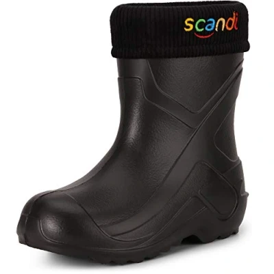 Abbildung von Ladeheid Kinder Mädchen Jungen federleichte Eva Thermo Gummistiefel gefüttert LA 763 (Schwarz, 26 EU)