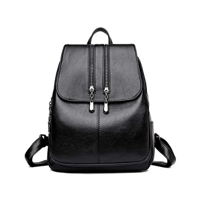 Abbildung von Kris Anna Damen Reißverschluss Casual Rucksack Handtasche aus PU Leder Schwarz EINWEG