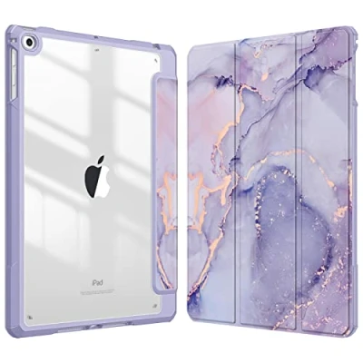 Abbildung von Fintie Hybrid Hülle mit Stifthalter für iPad 6. Generation 2018/ 5. Gen 2017/ Air 2/ 9.7&quot; Stoßfeste Schutzhülle transparenter Hartschale auf der Rückseite, Lila Marmor