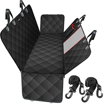 Abbildung von Favoto Autoschondecke für Hunde Haustier Hundedecke Auto Rückbank mit Sichtfenster Rücksitz Schutzmatte Hängematte Haltebändern rutschfest Wasserdicht Schwarz 137x147cm