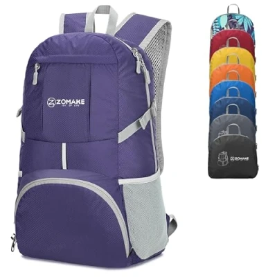 Abbildung von ZOMAKE 35L Leicht Faltbarer Rucksack Packbare Backpacks,Kleiner Faltbar Rucksäcke Wanderrucksack Wasserdicht für Damen Herren Outdoor Wandern(Violett)