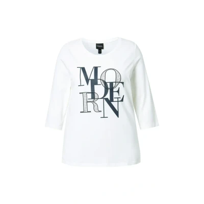 Abbildung von Ulla Popken Modern 3/4 Sleeve Graphic Langarmshirt, Damen, Größe: 42/44, Off white