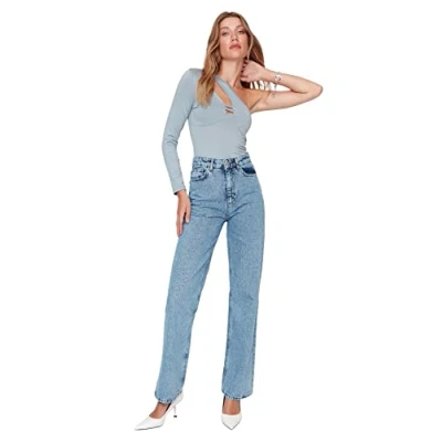 Abbildung von TRENDYOL Damen Wide Leg Jeans, Blau, 36 EU
