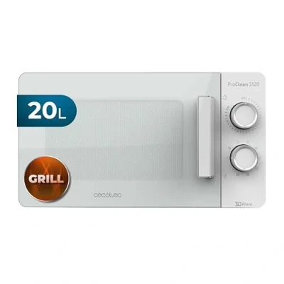 Abbildung von Cecotec Pro Clean 3120 Mikrowelle 700 W Mit Quarz Grill 800 Antibaktierieller Ready 2 Beschichtung 3D Wave Technologie 20 L Garraum 6 Stufen Full White Frontaltür In Fullwhite