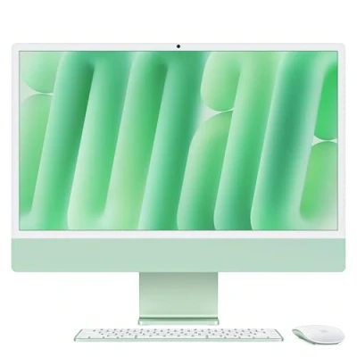 Abbildung von Apple iMac All in One Desktop Computer mit M4 Chip 8 Core CPU und GPU: 24&quot; Retina Display, 16 GB gemeinsamer Arbeitsspeicher, 256 SSD Speicher, passendes Zubehör; Grün