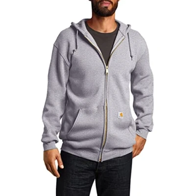 Abbildung von Carhartt, Herren, Weites, mittelschweres Sweatshirt mit durchgehendem Reißverschluss, Grau meliert, L