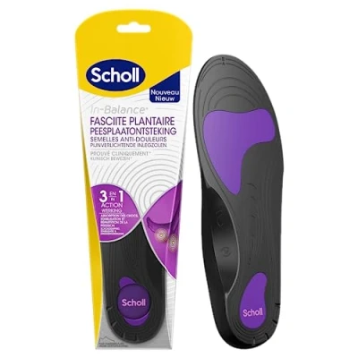 Abbildung von Scholl Orthopädische Einlegesohle, Schmerzlinderung bei Plantarfasziitis, klinisch erwiesen, 1 Paar, Größe S, 37 39,5