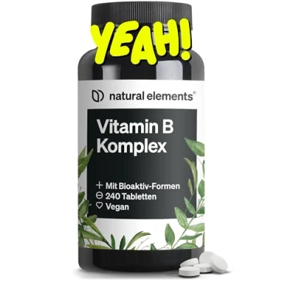 Abbildung von Vitamin B Komplex 240 Tabletten mit 8 essenziellen Vitaminen &amp; Kofaktoren Bioaktiv Formen vegan, hochdosiert laborgeprüft