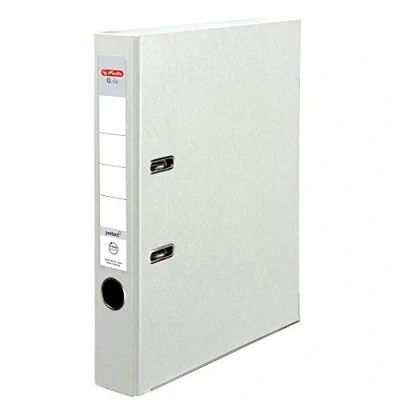 Abbildung von Herlitz® Q.File Ordner für Dokumente A4 Rücken 5cm Wechselbares doppelseitiges Label 2 Ring Mechanik mit Druckleiste Strapazierfähiger PP Folie beschichtete Beschläge Weiß