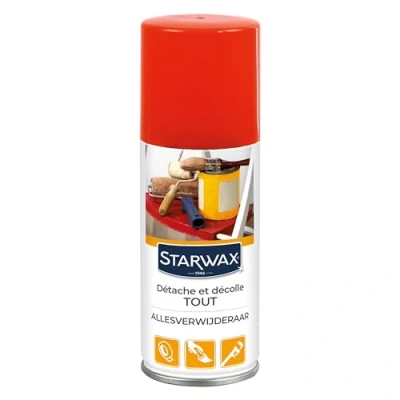 Abbildung von STARWAX Alles Löser Spray Entfernt Leim und hartnäckige Flecken Ideal vor der Wäsche Anwendung auf Textilien, Leder, Holz, PVC, Metall Orangenduft Französische Herstellung 100 ml