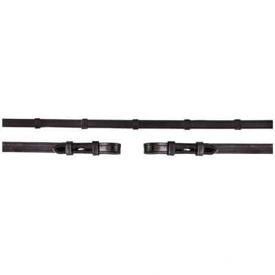 Abbildung von BR Dressur Zügel Lackleder/Gummi Stops 16mm Schwarz Warmblut