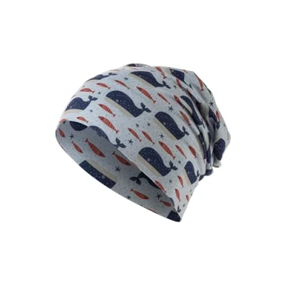 Abbildung von Sterntaler Jungen Beanie Jersey Wal Druck, Graublau, 53 EU