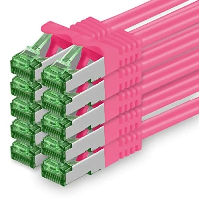 Abbildung von 0.5 M Cat.7 Netzwerk Kabel 10 Stück Cat7 Patch Lan Ethernet RJ45 Gbit/s (Alle Internetgeschwindigkeiten) Magenta 0,5 Meter