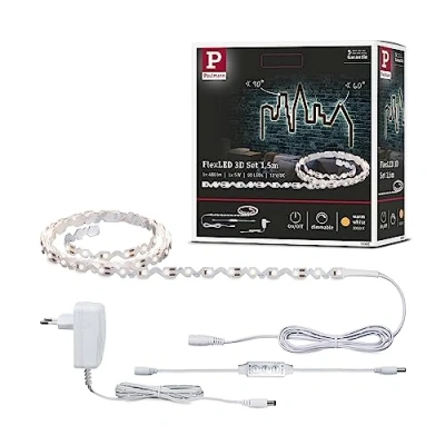 Abbildung von Paulmann 78961 LED Stripe FlexLED 3D Basisset 1,5m incl. 1x5 Watt dimmbar Lichtband Weiß Lichtstreifen Kunststoff Band 3000 K
