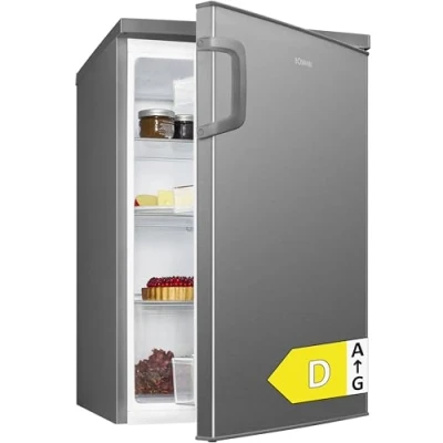 Abbildung von Bomann Kühlschrank ohne Gefrierfach mit 133L Nutzinhalt und 3 Ablagen klein Gemüsefach &amp; wechselbarem Türanschlag Tischkühlschrank leise LED Innenbeleuchtung VS 2195.1 inox