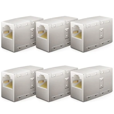 Abbildung von deleyCON 6 Stück RJ45 Kupplung Cat6 LAN Kabel Verlängerung und Netzwerkkabel Verbinder für Switch TV PS5 PS4 ADSL Modem Box Router PC Patchkabel Adapter mit POE Verbindung