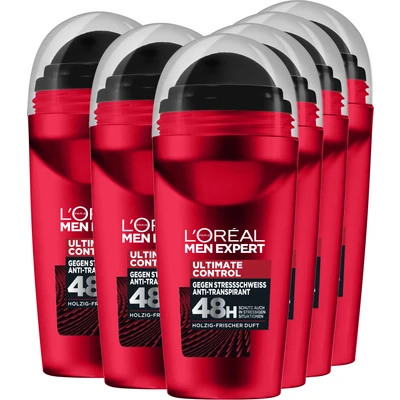 Abbildung von L&#039;Oréal Men Expert 48H Deoroller für Männer, Deo Roll On gegen Schweißgeruch, Schwitzen und Achselnässe, Herren Deodorant mit Holzig frischer Duft ohne Alkohol, Ultimate Control, 6 x 50 ml