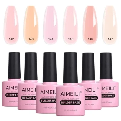 Abbildung von AIMEILI Builder Gel Set, 8 In 1 Nail a Bottle Quick Building UV LED Base Extension Nagelverlängerung Kit 6 35