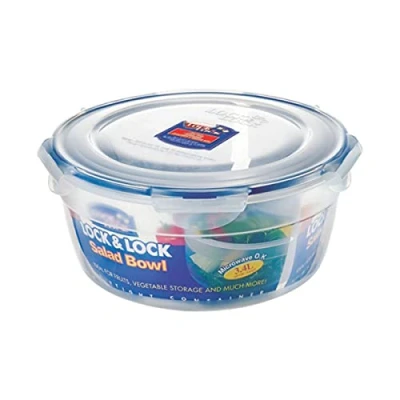 Abbildung von LocknLock NESTABLE Salatschüssel mit Deckel 3,4 L, Ø 251 x 118 mm Luft und wasserdichte Frischhaltedose BPA Frei Spülmaschinen , Gefrier Mikrowellengeeignet Aufbewahrungsbox