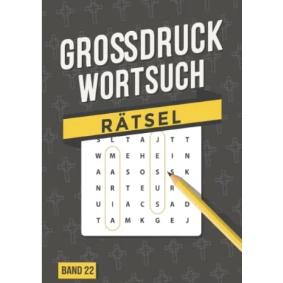 Abbildung von Grossdruck Wortsuch Rätsel Band 22: Rätselbuch in großer Schrift Gedächtnistraining für Erwachsene, Rentner und Senioren im Großdruck Größe ca. DIN A4 Christlich mit Kreuz