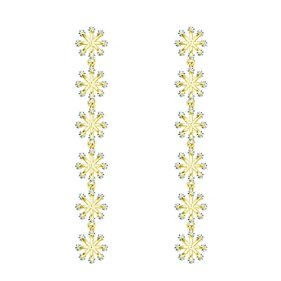 Abbildung von KristLand Damen Ohrringe Silber 925 Lange Quasten Funkelnd Zirkonia Blume Tropfen Ohrhänger Hängend Ohrstecker Kommt in Schmuck Geschenk Box
