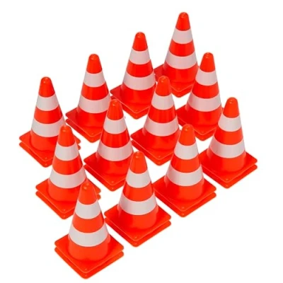 Abbildung von Bramble Verkehrshütchen 24 Stück (23cm), Orange &amp; Weiß Multisport Markierungskegel für Fußball, Sporthalle, Hockey, Geschicklichkeitstraining