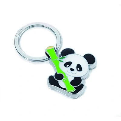 Abbildung von TROIKA BAMBOO Panda SCHLÜSSELANHÄNGER KR10 03/CH Schlüsselanhänger mit Bambus Metallguss glänzend verchromt das Original von