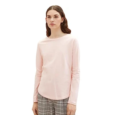 Abbildung von TOM TAILOR Denim Damen 1039796 Basic Langarmshirt, 14557 Light English Rose, M