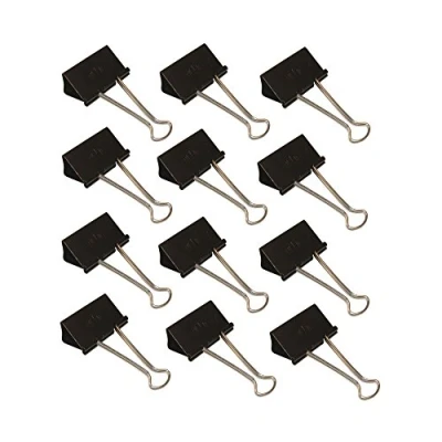 Abbildung von Wedo 6421451 Foldback Klammern, 12 Stück, lackiertes Metall abnehmbare Bügel, starke Feder, 51 mm, schwarz/silber