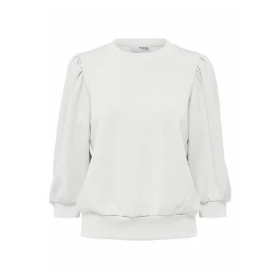 Abbildung von SELECTED FEMME Damen Slftenny 3/4 Sweat Top Noos Shirt, Snow White, XS EU