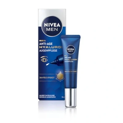 Abbildung von NIVEA MEN Hyaluron Contorno de Ojos Antiedad con Ácido Hialurónico (1 x 15 ml), crema antiarrugas que reafirma la piel, hombre para una piel aspecto más joven