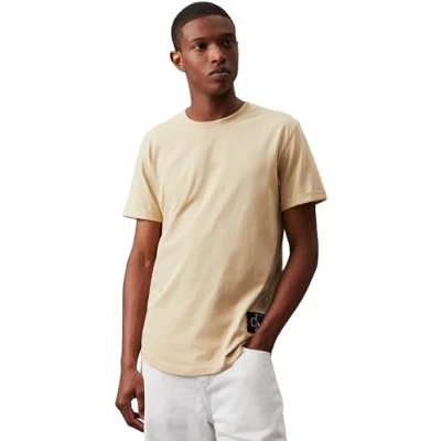 Abbildung von Calvin Klein Jeans Badge TURN UP Sleeve Tshirt basic, Herren, Größe: XS, Pale khaki