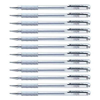 Abbildung von Pentel K118 Z Hybrid Gel Metallic Grip Tintenroller mit pigmentierter Tinte, 12 er Packung, silber