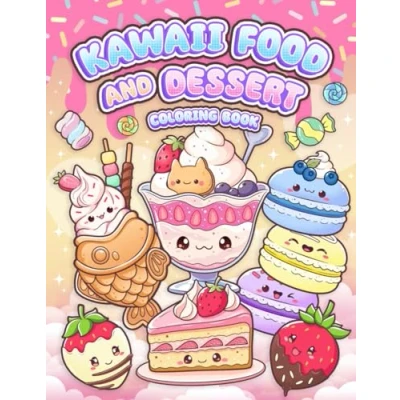 Abbildung von Kawaii Food and Dessert Coloring Book: Cute Sweet Treats, Cupcake, Candy Easy for Kids Adult