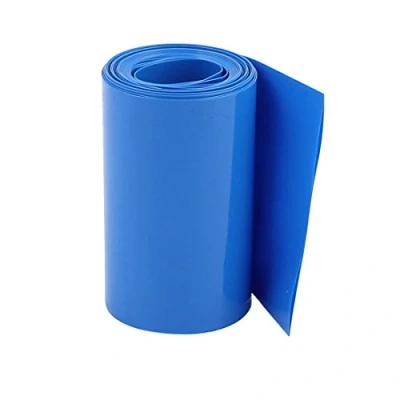 Abbildung von sourcing map 60 mm flache Breite 2,1 m Länge PVC Schrumpfschlauch blau für 18650 Batterien