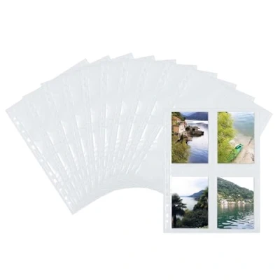 Abbildung von HERMA 7560 Fotohüllen für Ordner, 250 Stück, 9x13 cm, 4 Fächer geteilt, beidseitig bestückbare Fotophan Fotosichthüllen Sammelhüllen Postkartenhüllen Prospekthüllen mit Eurolochung, weiß