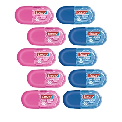 Abbildung von tesa Mini Korrekturroller ecoLogo Band zur Korrektur auf Papier Klein und ergonomisch 6 m x 5 mm (10er Pack)