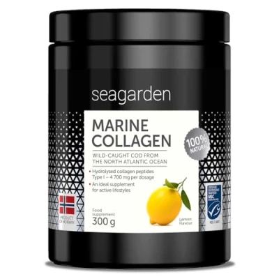 Abbildung von Seagarden Marine Collagen Pulver Peptide Protein Typ 1 Rein Kollagen aus wildem Kabeljau Kollagenpulver Frauen &amp; Männer, Haare, Haut, Muskeln, Knochen 300g Zitron